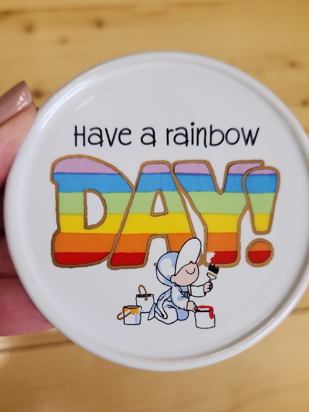 VTG 1983 Hallmark Mug Mates Coffee Cup With Coaster Lid Have A Rainbow Day Japan - Picture 8 of 13